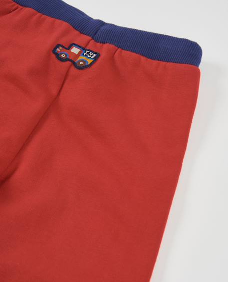 Pantalon garçon en molleton avec taille réglable et cordon contrasté Rouge 4 - vertbaudet enfant 