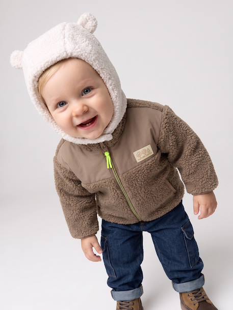 Ensemble bonnet, snood et moufles bébé en sherpa écru 7 - vertbaudet enfant 