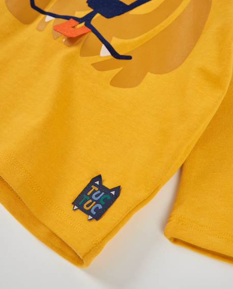 T-shirt à manches longues garçon en jersey imprimé tigre Jaune 4 - vertbaudet enfant 
