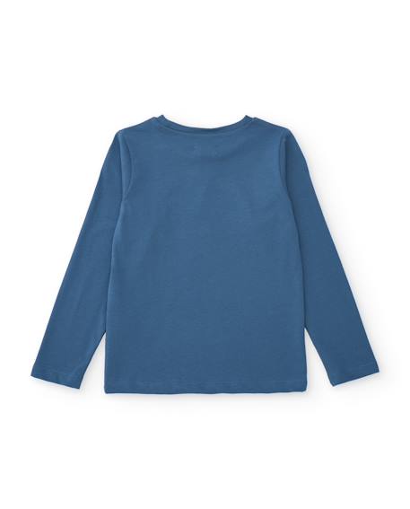 T-shirt garçon en maille avec motif de ski Bleu 2 - vertbaudet enfant 