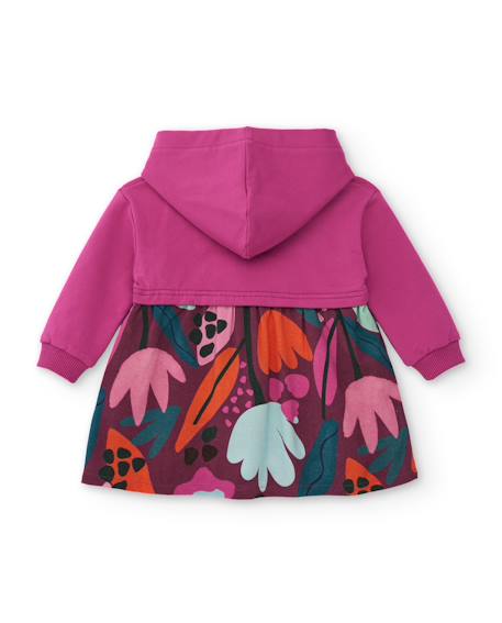 Robe bébé fille à capuche et imprimé floral en tissu léger Violet 2 - vertbaudet enfant 