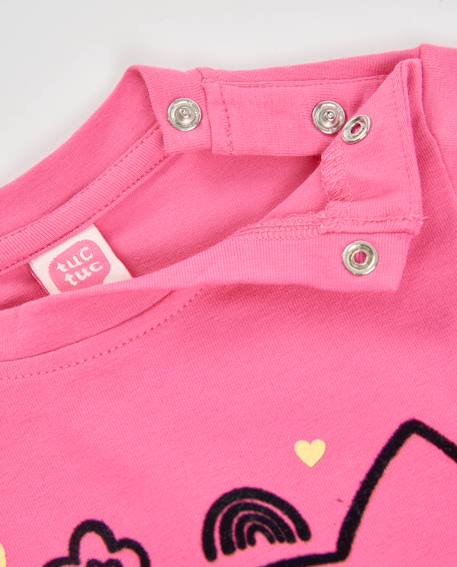 T-shirt bébé fille en jersey à motif ludique et manches longues Rose 4 - vertbaudet enfant 
