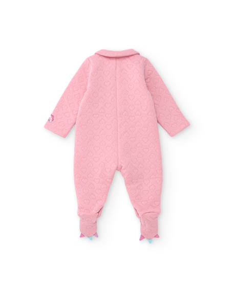 Barboteuse en maille pour bébé avec cœurs en relief Rose 2 - vertbaudet enfant 