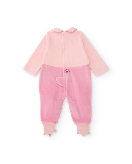 Barboteuse en molleton pour bébé avec motif dinosaure Rose 2 - vertbaudet enfant 
