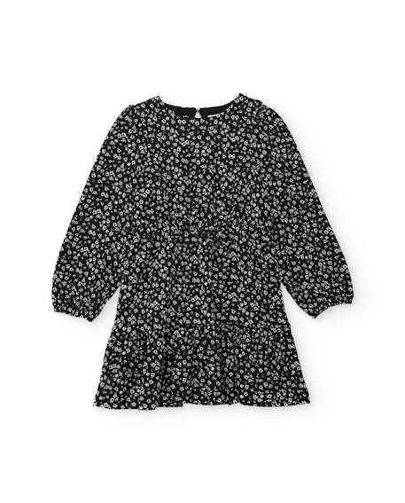 Robe fille en toile avec design floral et manches à volants Noir 2 - vertbaudet enfant 