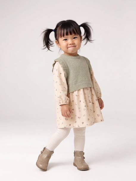 Ensemble robe et pull bébé fille vanille 2 - vertbaudet enfant 