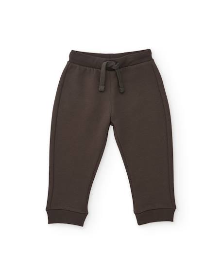 Pantalon en molleton pour garçon avec taille ajustable et toucher doux Marron 1 - vertbaudet enfant 