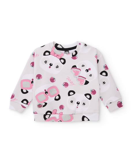 Sweat fille en molleton doux avec imprimé ludique Blanc 2 - vertbaudet enfant 