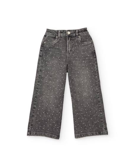 Jean pour fille effet délavé avec strass Gris 2 - vertbaudet enfant 
