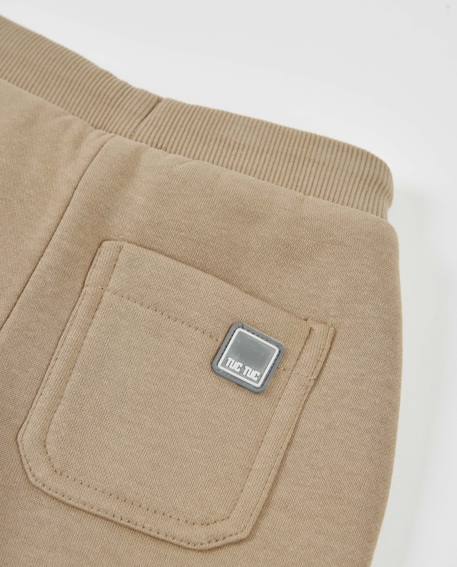 Pantalon en molleton pour garçon avec chevilles côtelées et cordon de serrage Marron 4 - vertbaudet enfant 