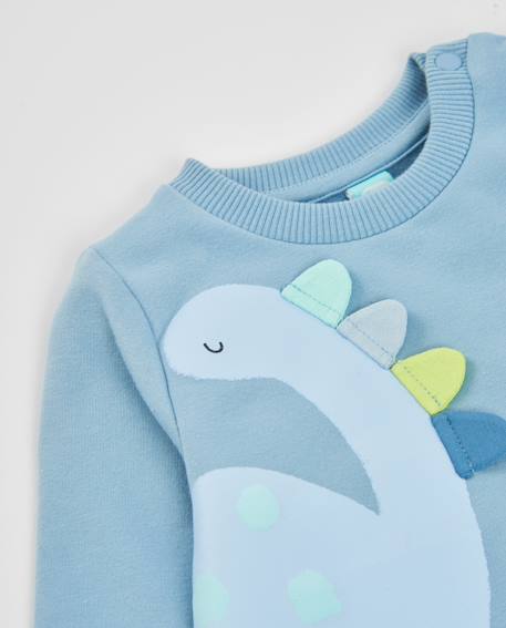Ensemble bébé en molleton avec dinosaure en relief Bleu 6 - vertbaudet enfant 