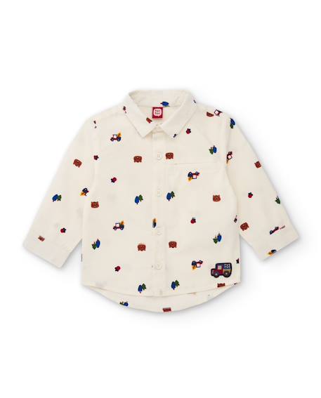 Chemise garçon en toile imprimée avec boutons devant Blanc 2 - vertbaudet enfant 