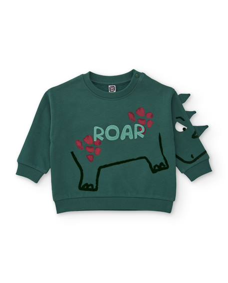 Sweat bébé garçon en molleton doux à motif rhinocéros Vert 2 - vertbaudet enfant 