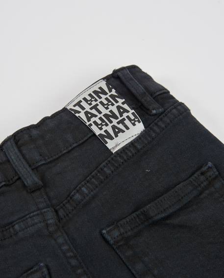 Pantalon fille en sergé à jambes larges et taille ajustable Noir 5 - vertbaudet enfant 