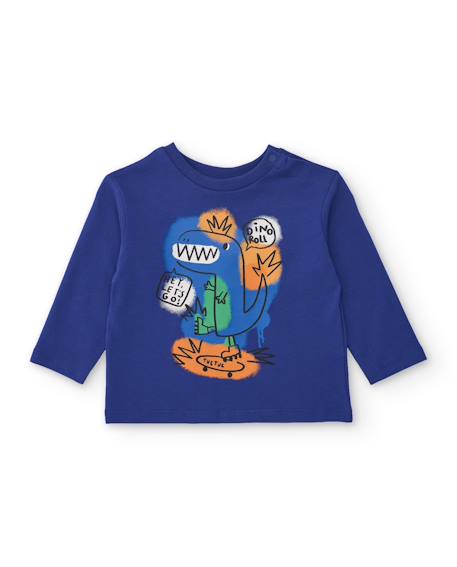 T-shirt garçon en jersey à imprimé ludique et matière confortable Bleu 1 - vertbaudet enfant 