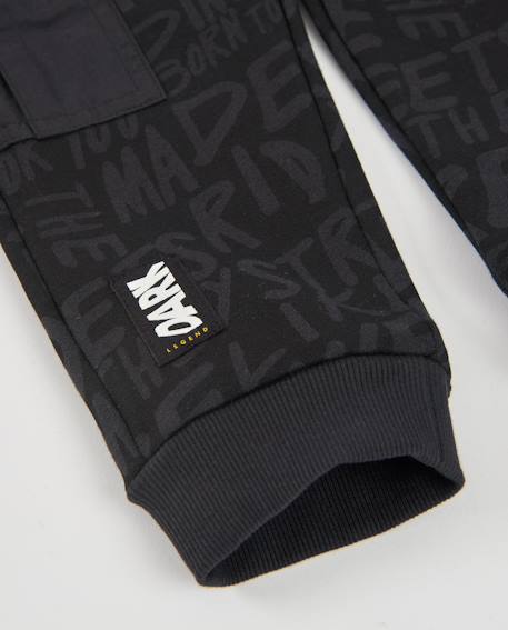 Pantalon garçon en molleton avec poche cargo et cordon Noir 4 - vertbaudet enfant 