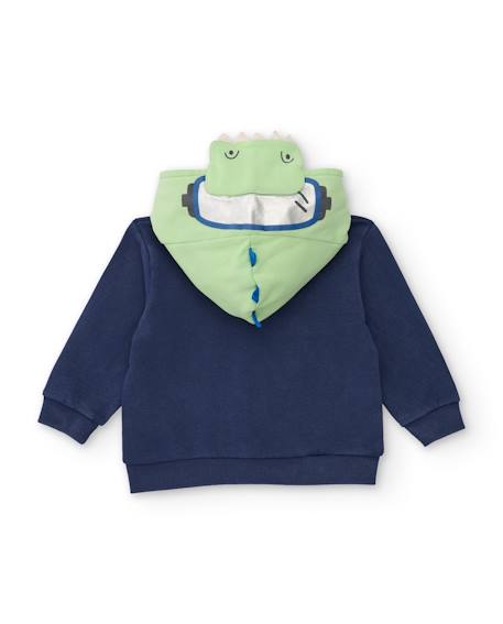 Ensemble en molleton pour garçon avec sweat à capuche imprimé et pantalon assorti Bleu 4 - vertbaudet enfant 