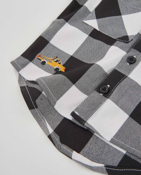 Chemise bébé garçon en toile à carreaux avec poche brodée Noir 4 - vertbaudet enfant 