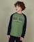T-shirt garçon en jersey avec imprimé rock et manches contrastées Vert 1 - vertbaudet enfant 