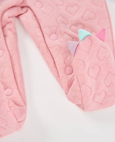 Barboteuse en maille pour bébé avec cœurs en relief Rose 4 - vertbaudet enfant 