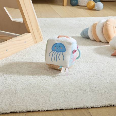 Cube tissu d'activités noa thème mer 13,5x13,5cm Beige 1 - vertbaudet enfant 