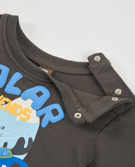 T-shirt en maille pour garçon avec imprimé graphique et manches longues Gris 3 - vertbaudet enfant 