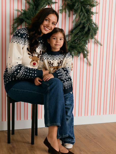 Pull de Noël Adulte Mixte Capsule Famille marine 6 - vertbaudet enfant 