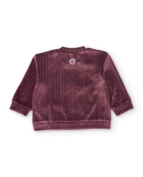 Sweat fille en velours doux avec nœuds décoratifs Violet 2 - vertbaudet enfant 