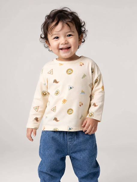 T-shirt manches longues bébé garçon vanille 1 - vertbaudet enfant 