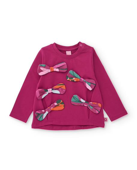 T-shirt fille en jersey avec nœuds décoratifs et design original Violet 1 - vertbaudet enfant 