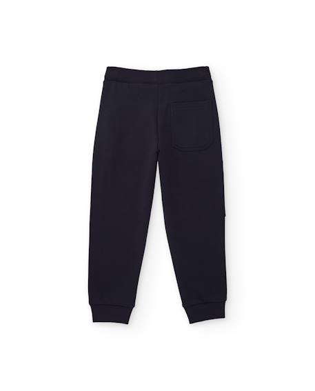 Pantalon garçon en molleton avec poche cargo et poignets élastiques Bleu 2 - vertbaudet enfant 