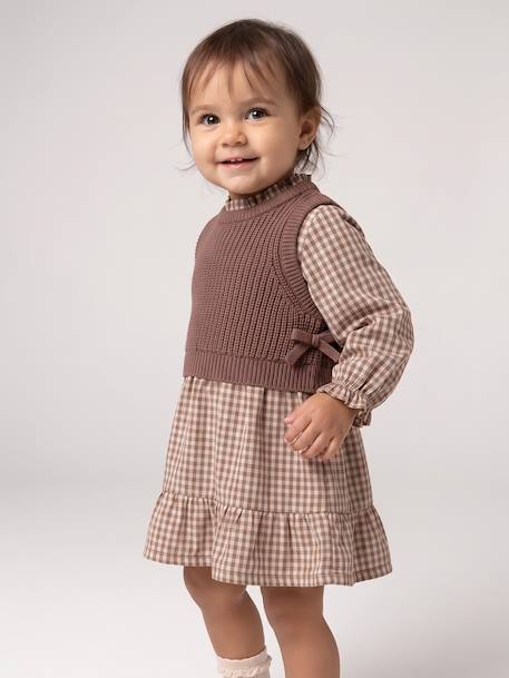 Robe 2 en 1 bébé fille manches longues chocolat 7 - vertbaudet enfant 