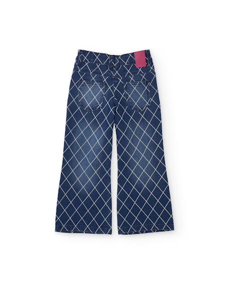 Jean fille avec imprimé géométrique et coupe droite Bleu 2 - vertbaudet enfant 