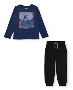 -Ensemble garçon avec t-shirt en coton à motif géométrique et pantalon