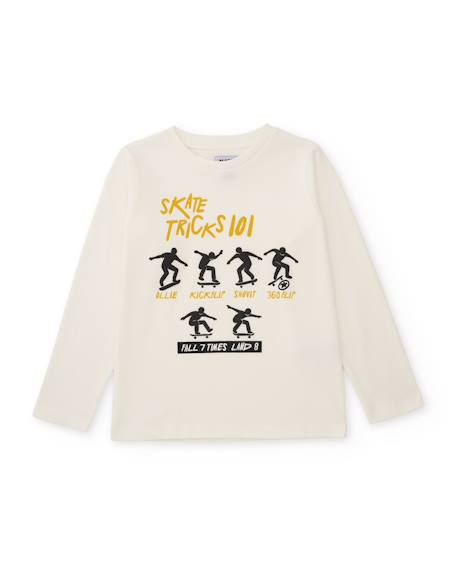 Ensemble garçon avec t-shirt en coton design skate et pantalon jogger Blanc 2 - vertbaudet enfant 