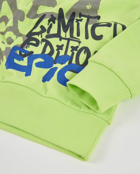 Sweat garçon en molleton avec imprimé frontal Vert 4 - vertbaudet enfant 