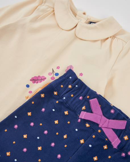 Ensemble pour bébé avec t-shirt en maille et pantalon à pois en tissu plat Blanc 6 - vertbaudet enfant 