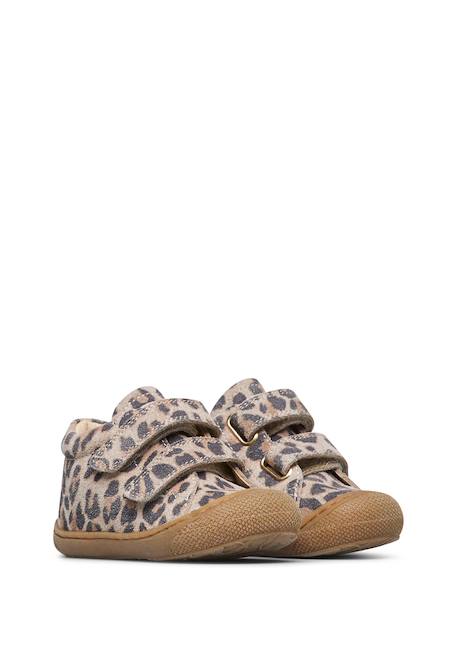 Chaussons premiers pas en suède imprimé léopard cocoon vl Beige-+Ébène+Marron- 2 - vertbaudet enfant 
