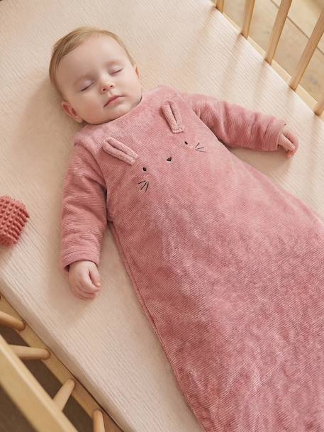 Gigoteuse bébé velours côtelé beige+vieux rose 9 - vertbaudet enfant 