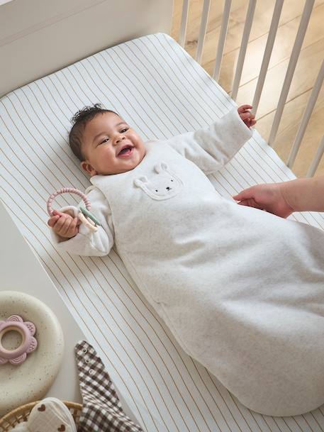 Gigoteuse velours manches amovibles` beige chiné 1 - vertbaudet enfant 