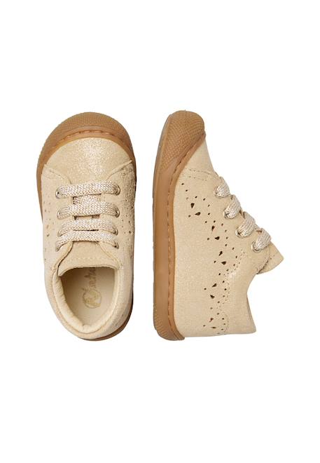 Chaussures premiers pas en suède pailleté lubby Platine-cognac 4 - vertbaudet enfant 