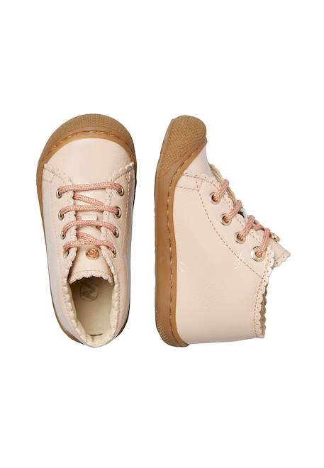 Chaussures premiers pas en cuir verni cottins Blanc-+Rose poudré-marron 9 - vertbaudet enfant 