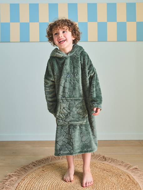 Poncho plaid polaire dinosaure vert foncé 4 - vertbaudet enfant 
