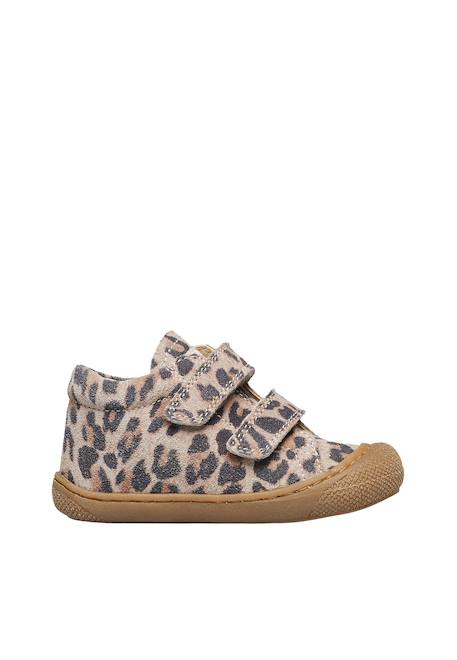 Chaussons premiers pas en suède imprimé léopard cocoon vl Beige-+Ébène+Marron- 1 - vertbaudet enfant 