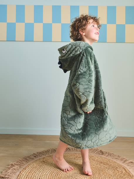 Poncho plaid polaire dinosaure vert foncé 5 - vertbaudet enfant 