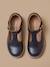 Salomés en cuir fille Bordeaux chocolat+Marine 9 - vertbaudet enfant 
