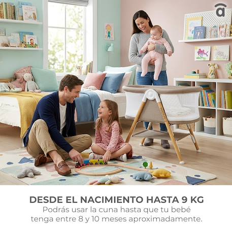 Mini berceau bébé avec moustiquaire Nidus 2 Beige 6 - vertbaudet enfant 