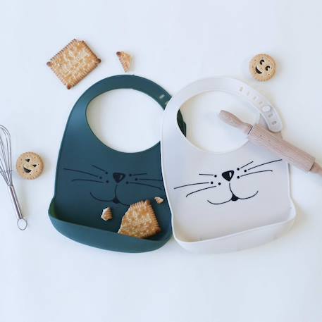 Bavoir silicone avec récupérateur Vainilla+Verde abeto 4 - vertbaudet enfant 