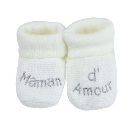 Chaussons naissance - message maman d'amour Blanco+Gris+Mostaza+Verde 1 - vertbaudet enfant 