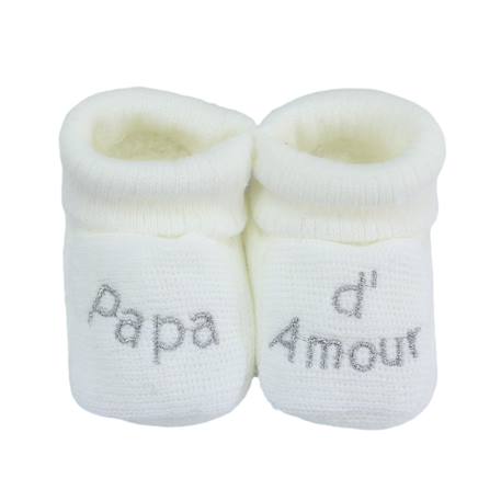 Chaussons naissance - message papa d'amour Blanco+Gris+Mostaza+Verde 1 - vertbaudet enfant 
